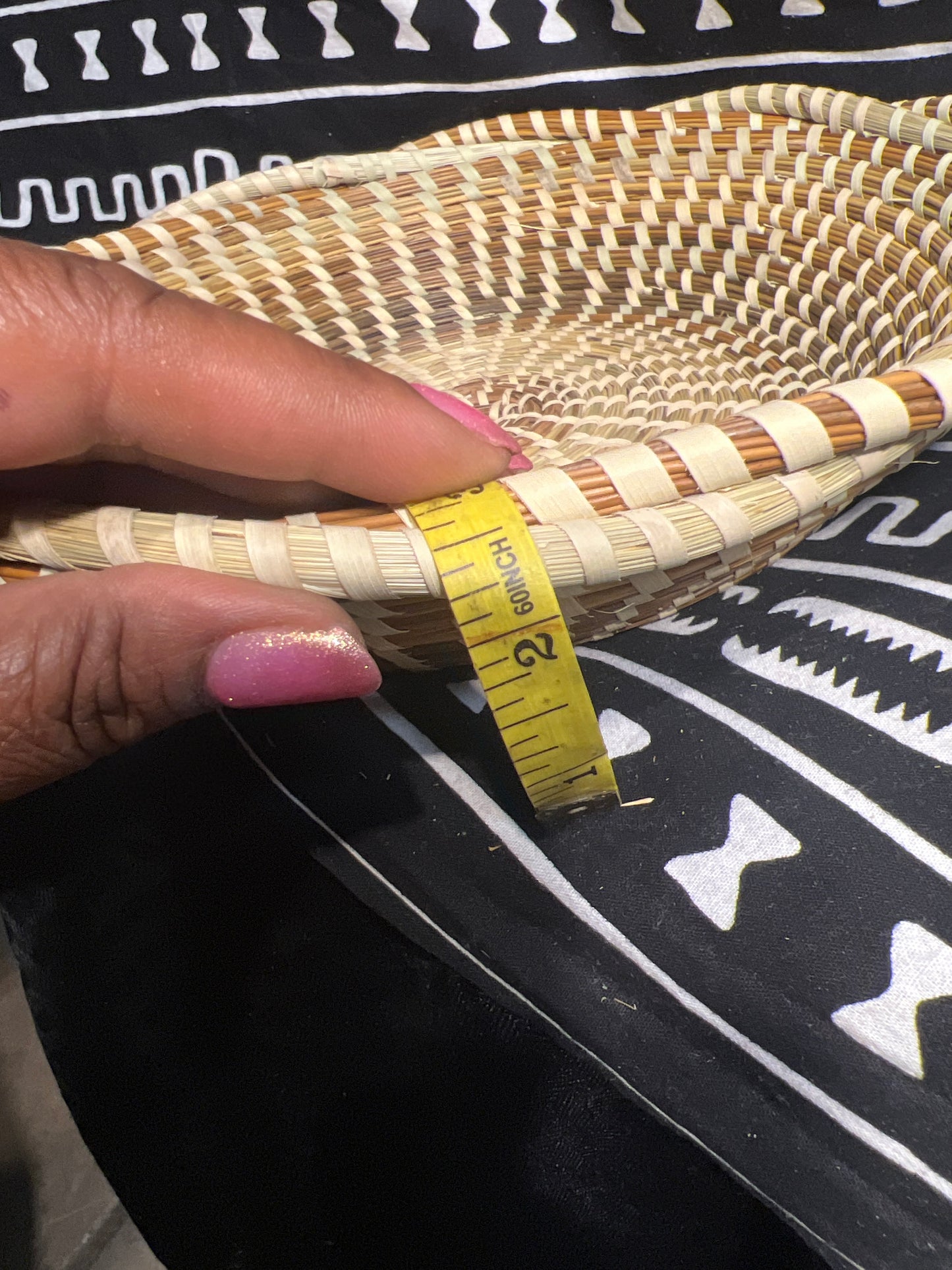 Gullah Wrapped Bread Basket with sweetgrass and bulrush braided edge