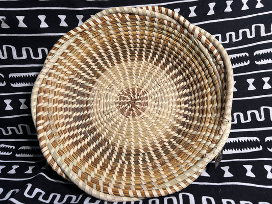 Gullah Wrapped Bread Basket with sweetgrass and bulrush braided edge