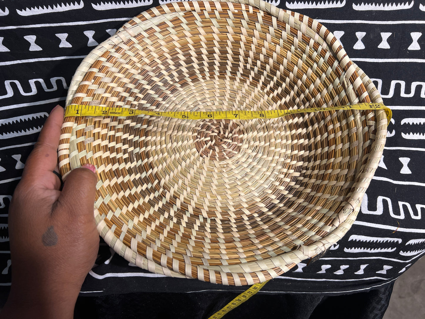 Gullah Wrapped Bread Basket with sweetgrass and bulrush braided edge
