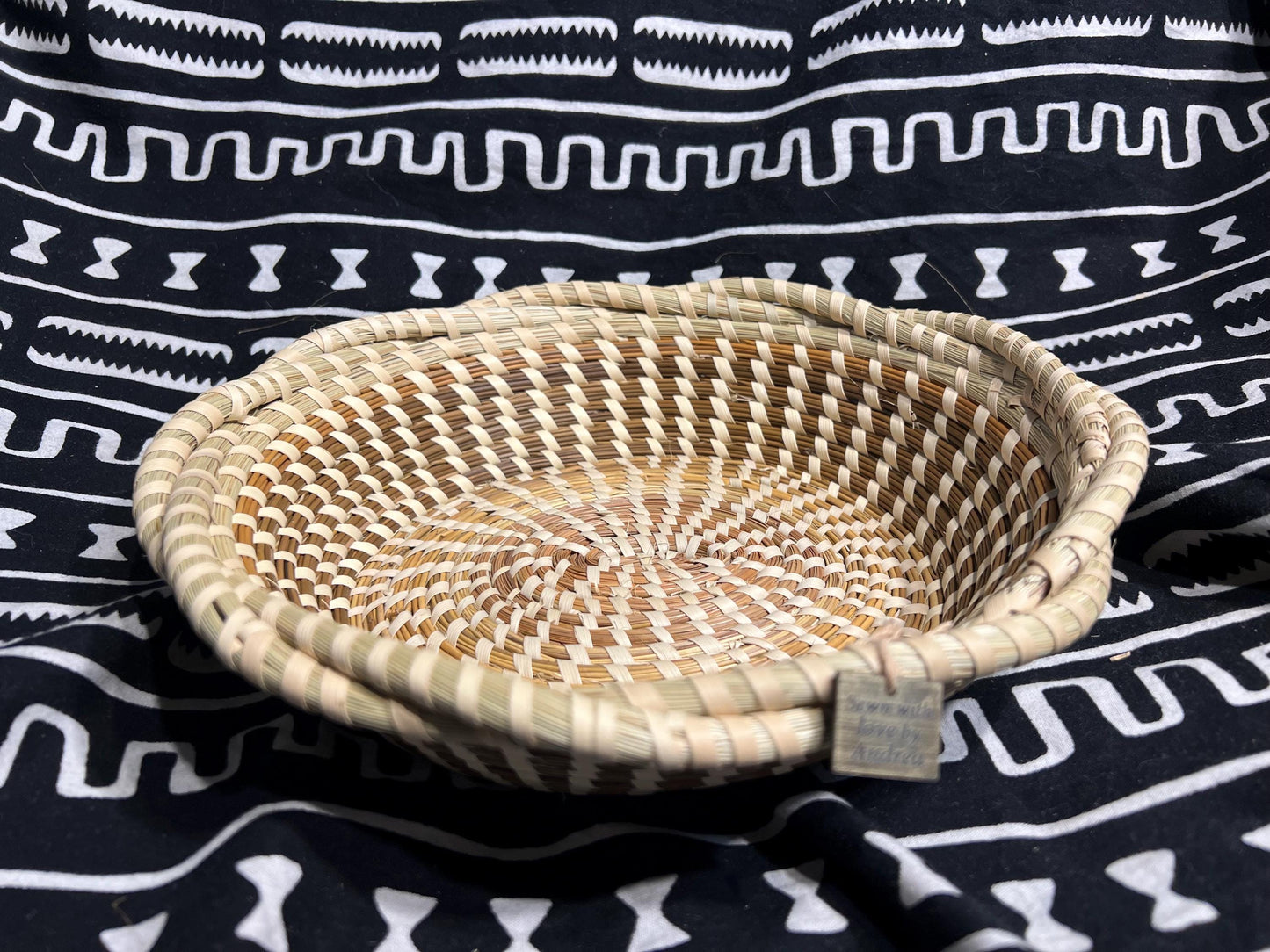 Oval Gullah Wrapped Braided Edge Sweetgrass Basket made in Charleston, South Carolina